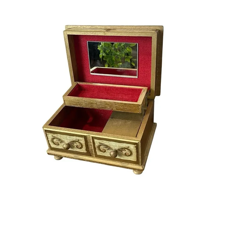 Vintage Mele Florentine Style Jewelry Box 1960s Gold Gilted Jewelry Storage